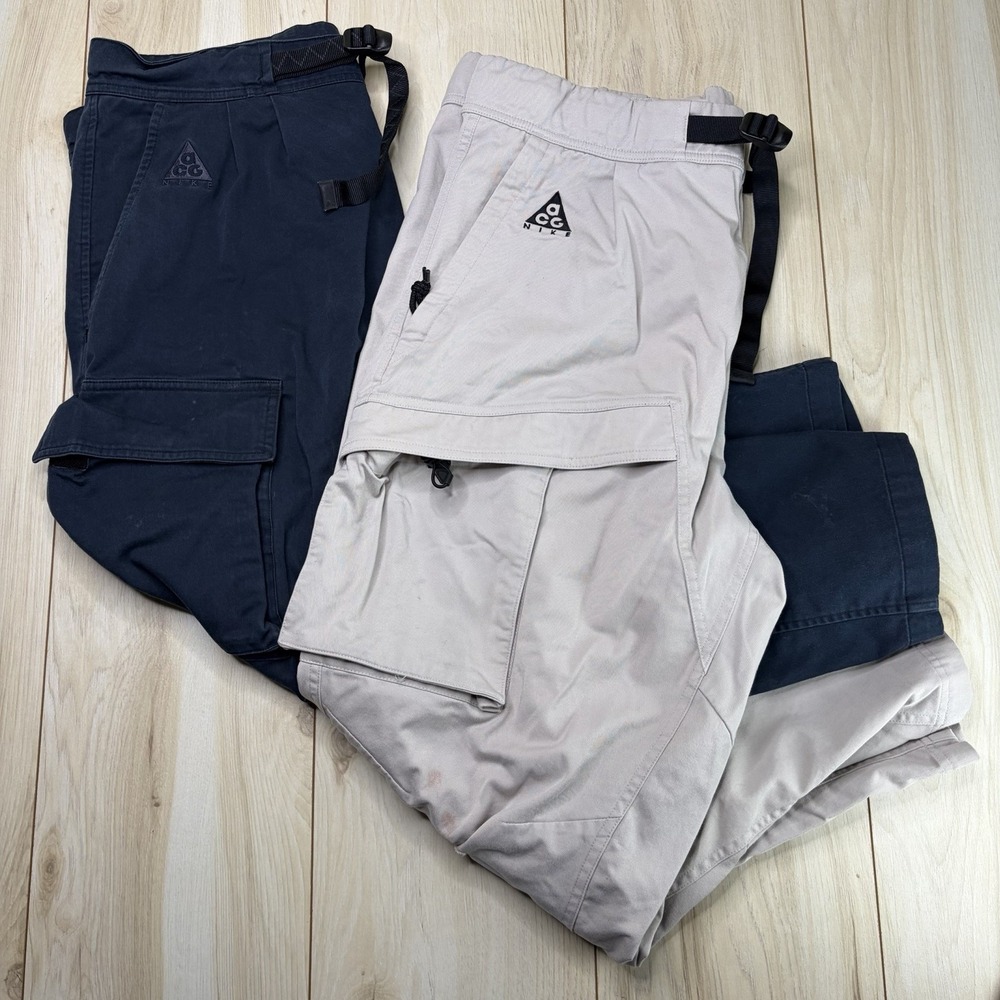 Nike ACG Woven Cargo Pants Mens Large Beige/Black Camping Hiking Lot Of 2